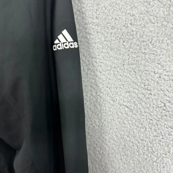 Adidas Track Jacket Mens Medium Black Windbreaker Logo High Neck Embroidered - Picture 8 of 11
